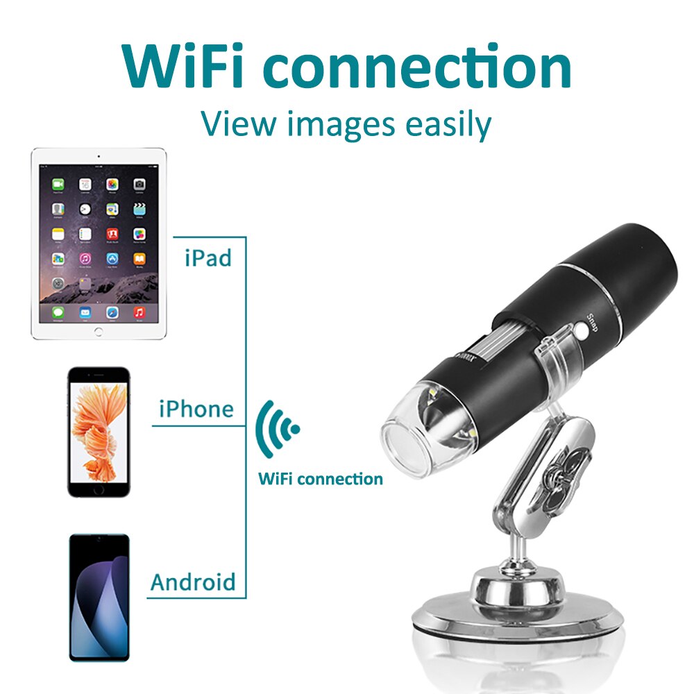 50X-1000X Usb Microscoop Wifi Digitale Microscoop Vergrootglas Camera 8LED Met Stand Voor Android Ios Iphone Ipad