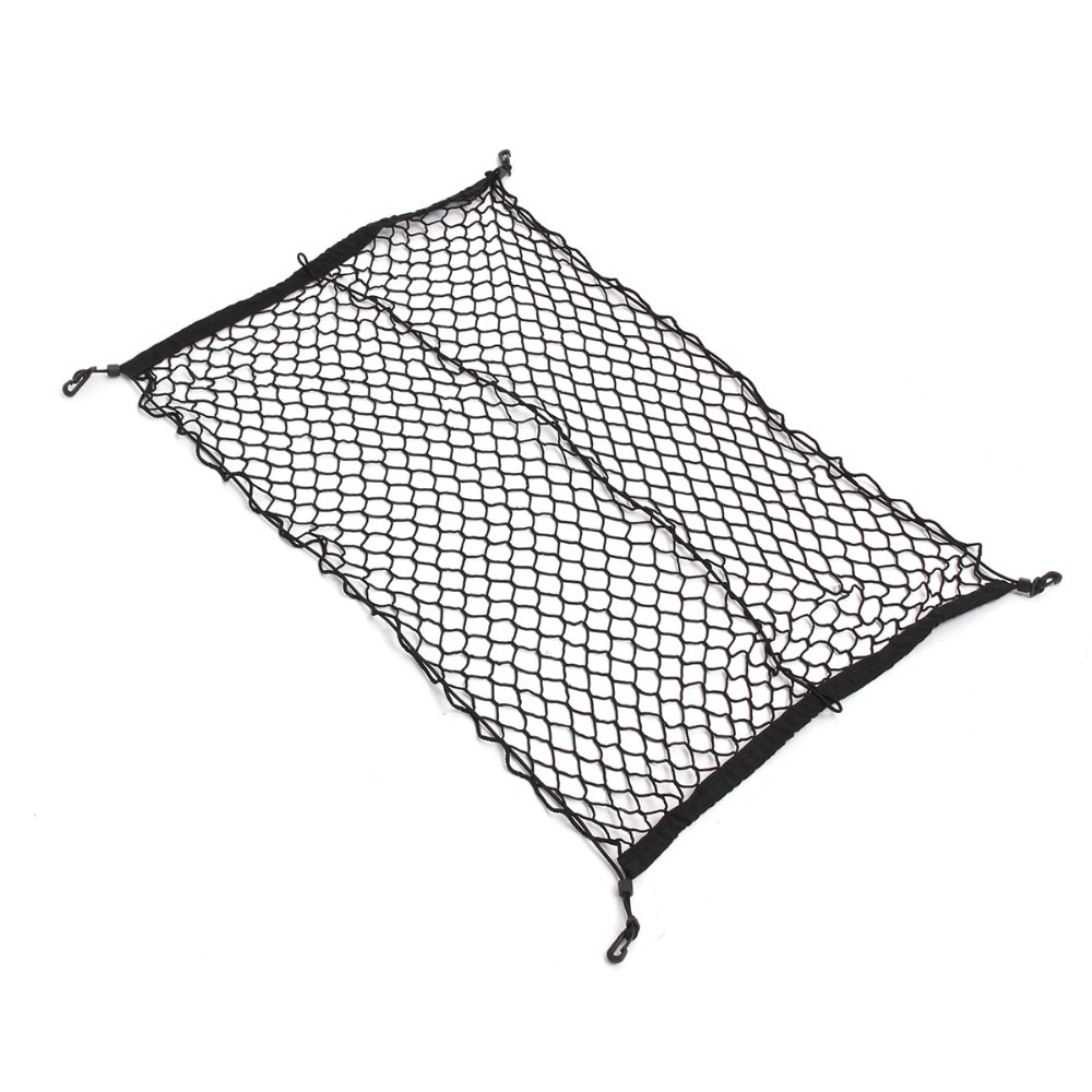 100x70 cm Universal Black Nylon Kofferbak Netto Bagage Organizer Bag Achterlichten Mesh Netwerk Met 4 haken