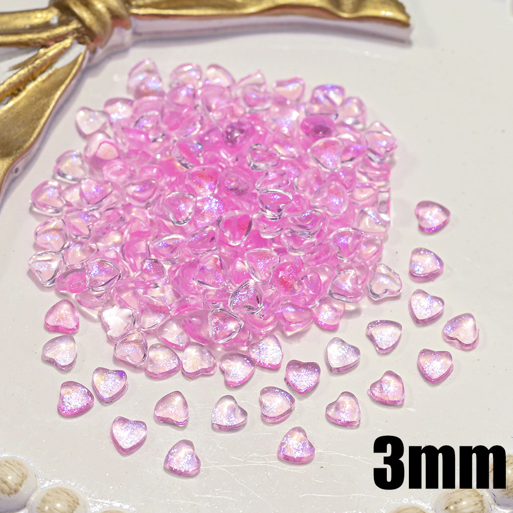 Abalorios transparentes de resina 3D para decoración de uñas, abalorios de corazón de amor, 4mm/6mm/8mm, 100 piezas