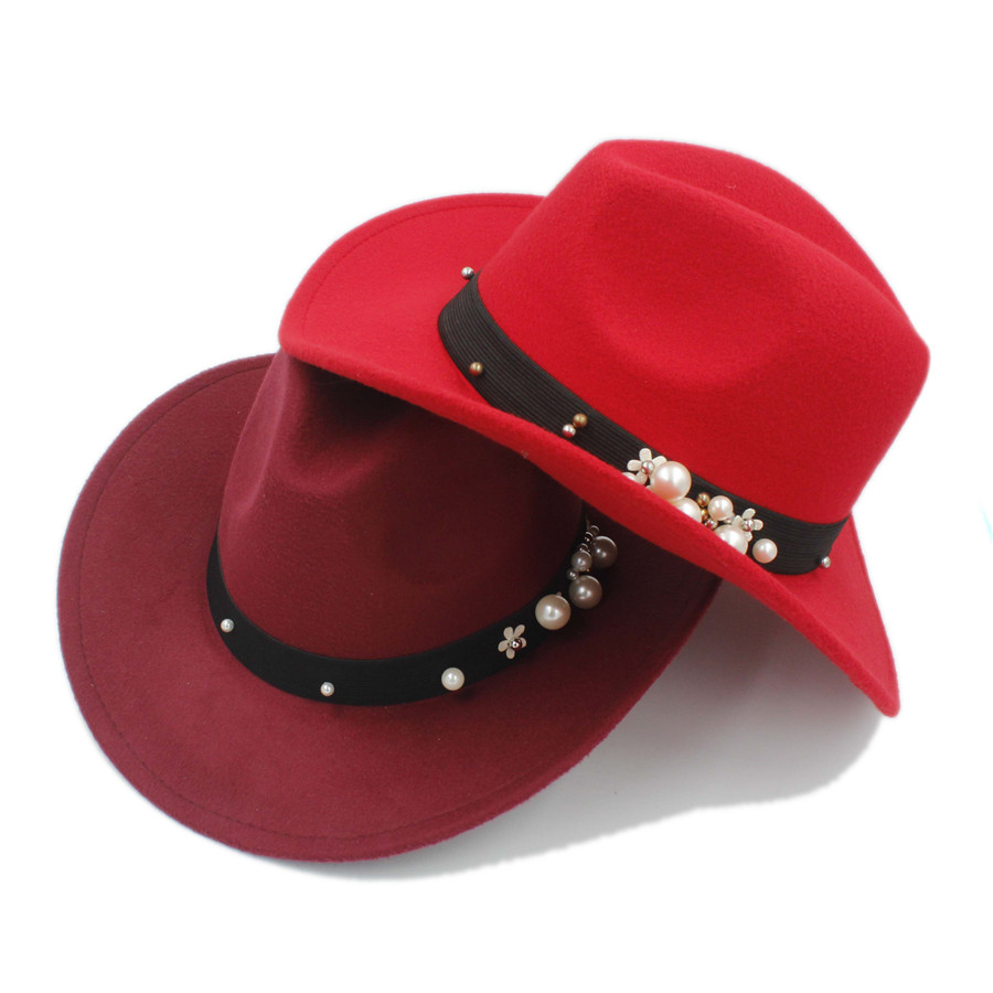 Kvinder chapeu western cowboy hat til dame cowgirl bredskygge jazz kirke kasket cloche sombrero top cap