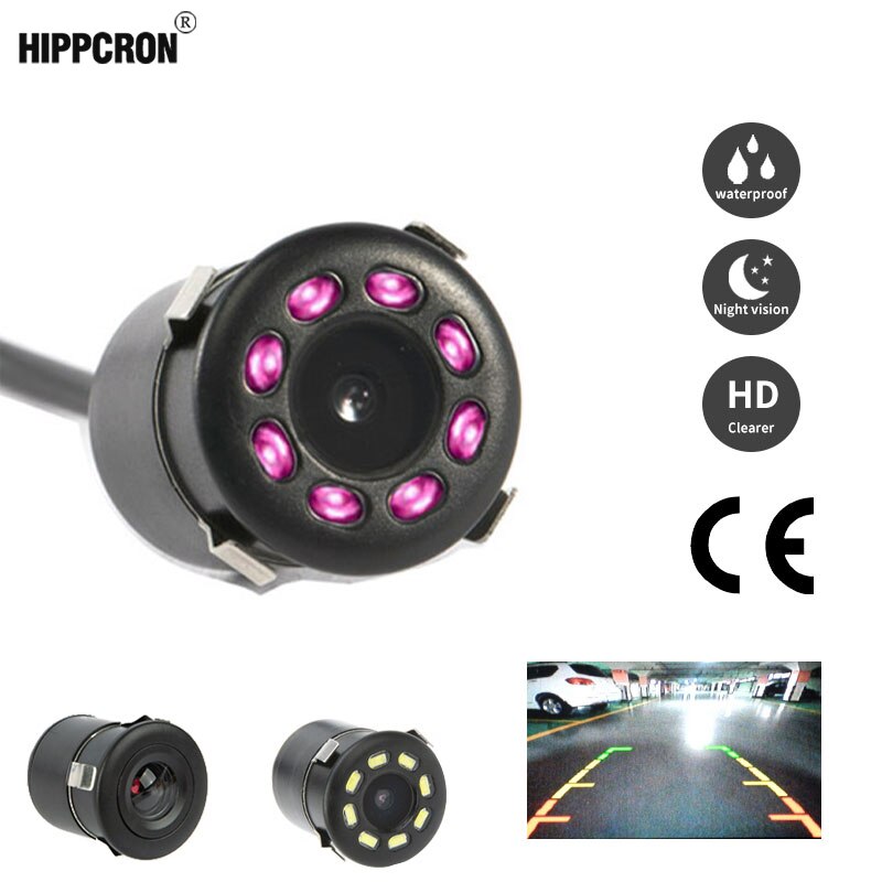 Hippcron Auto Achteruitrijcamera 8 Led Infrarood Nachtzicht Achteruitrijcamera Auto Parking Monitor Ccd Waterdicht 170 Graden Hd Video