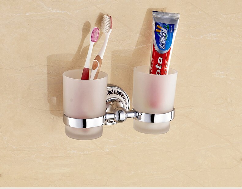 Chrome Finished Bathroom Hardware Sets Ceramic Bathroom Products Bathroom Accessory Set Stainless Steel: toothbrush holder