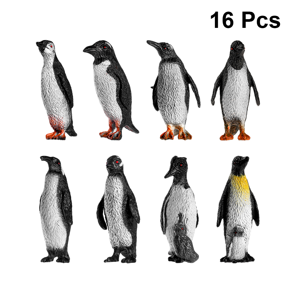 16pcs Sea Life Ocean Animal Model Toys Penguin Action Figures Kids Early Educational Toy Children Birthday: Default Title