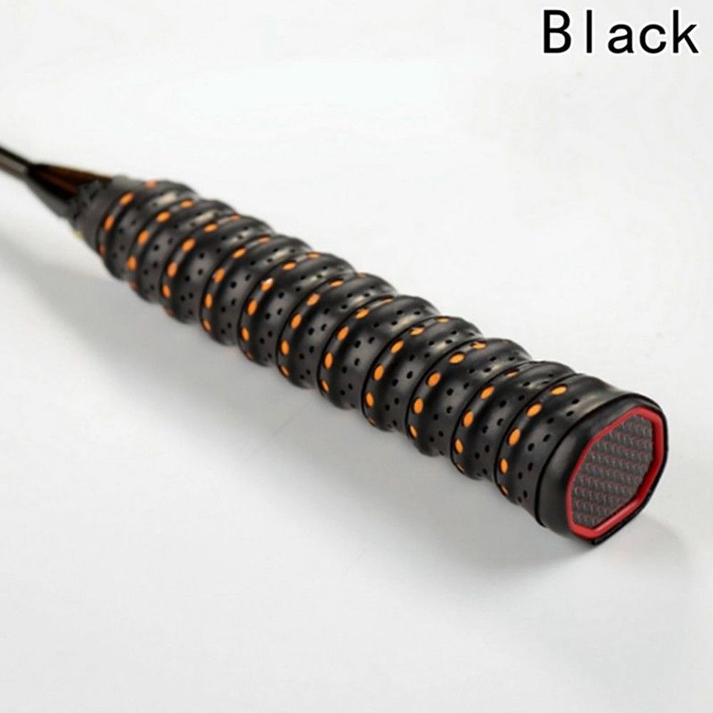 11 kleuren antislip tennis grip tape zweetband overgrip voor badminton squash paddle racket buitensporten tennis tape handgrepen: Zwart