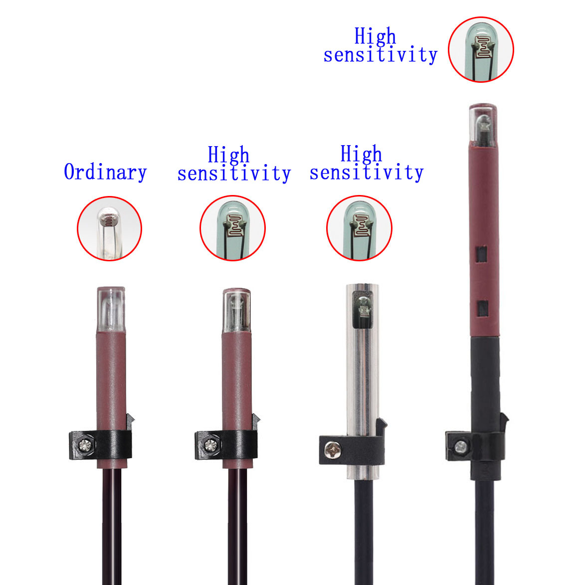 QRB1 Flame Detector Glass Bubble High Sensitive Flame Sensor Red Photosensitive Electric Eye for Diesel Burner Fire Detection