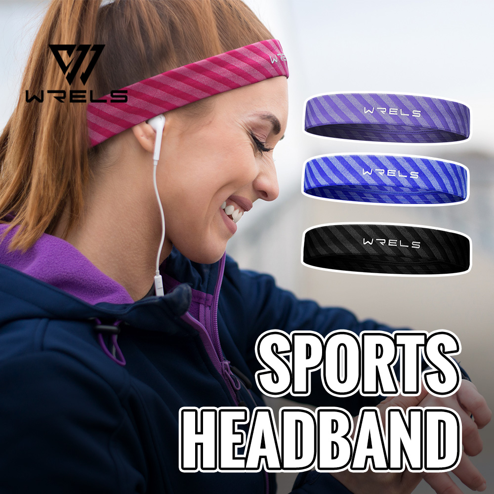 WRELS Sporthoofdbanden Antislip Vochtafvoerende Workout Zweetbandjes voor Hardlopen Yoga Sneldrogende elastische zweethaarband
