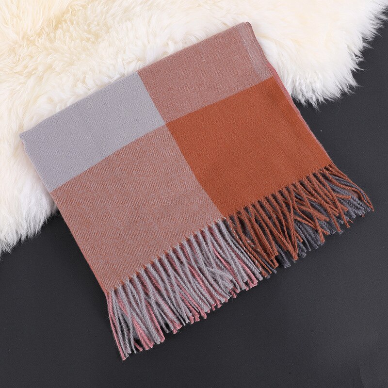 Strikk vinter skjerf til kvinner kashmirlignende pashmina sjal pakke inn geometrisk kvinnelig varmt teppe skjerf skumring stjal: Farge 6