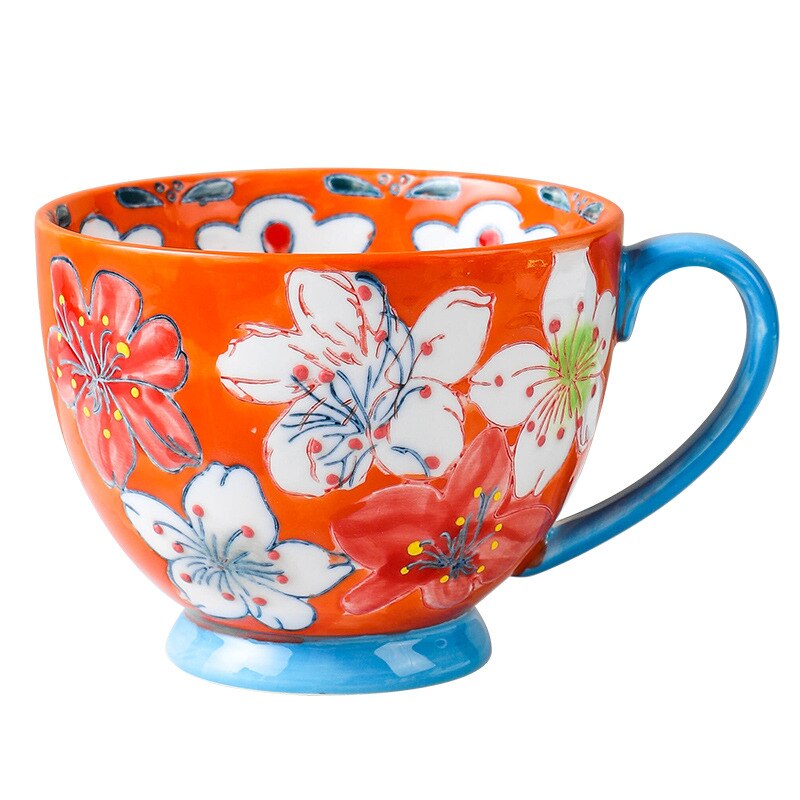 American Product Heavy Color Hand-painted Ceramic Breakfast Cup Home Large-capacity Mug Coffee Oatmeal Cup