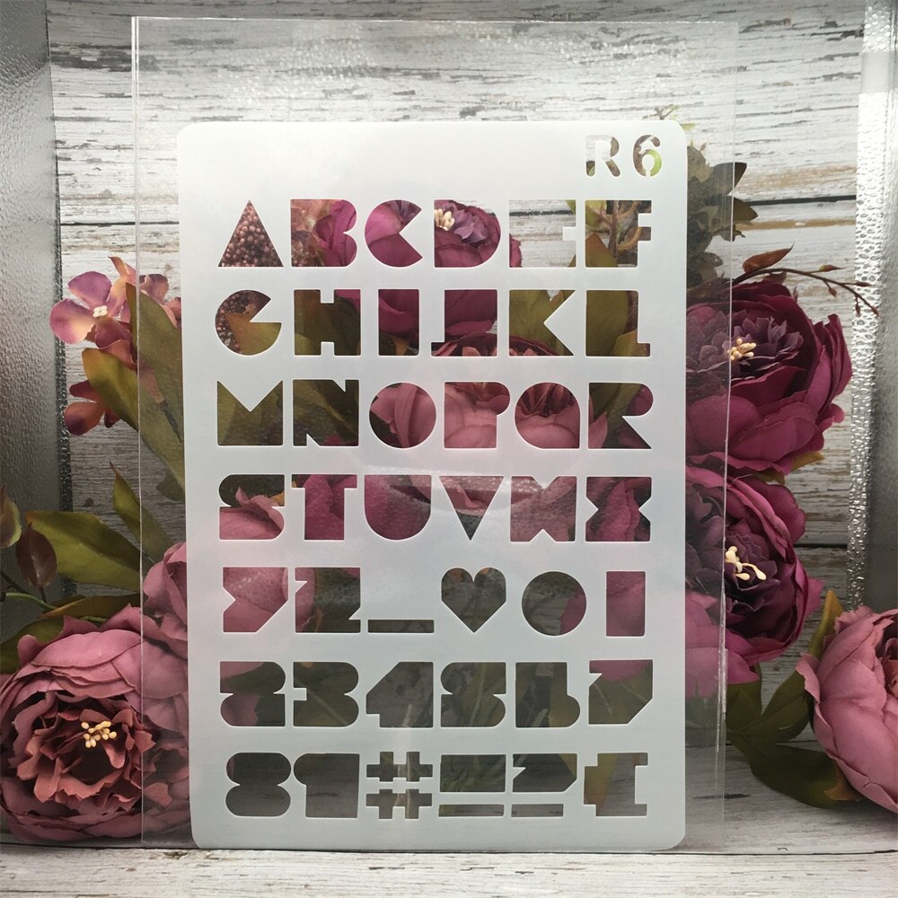 1Pcs 26*17cm Alphabet Letters 12 DIY Craft Layering Stencils Painting Scrapbooking Stamping Embossing Decor Card Template: r6