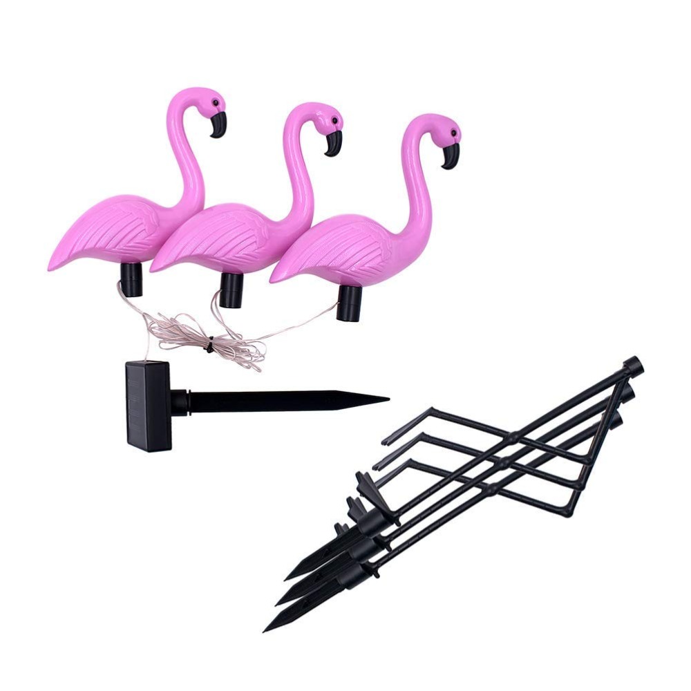 3 pakke solenergi flamingo innsats lys lanterne soldrevet sti lys utendørs vanntett hage dekorativ plen hage lampe