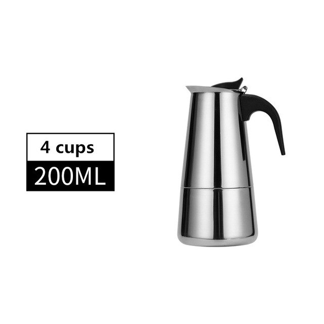 Portable coffee maker,Stainless Steel cold brew coffee Pot Moka Espresso ice kettle Mocha Pot for Home, Coffee Tool: 200ml