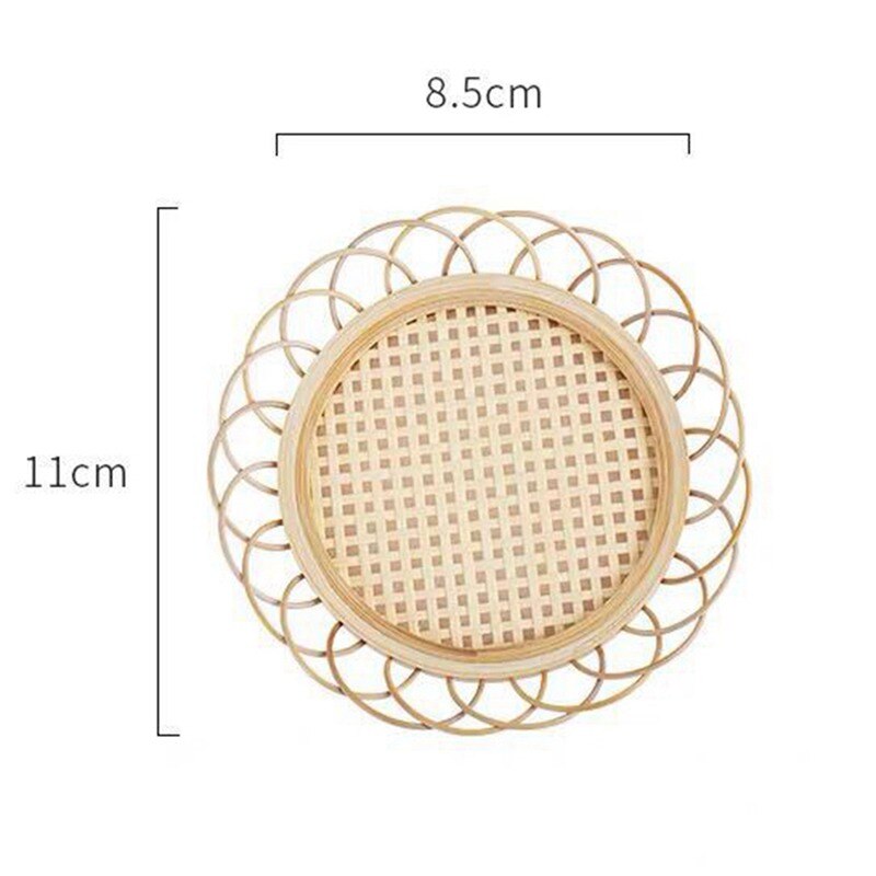 Japanese Style Bamboo Round Rattan Woven Saucer Handmade Bamboo Coaster Cup Holder Pot Pad Tea Mat Rattan Woven Cup: A