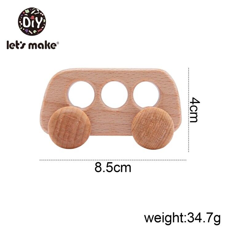 Let's Make 1Pc Leopard Car Wooden Teether Animal Car Ecofriendly Baby Crib Toy Wooden Baby Accessories Wooden Teether Toys: 2