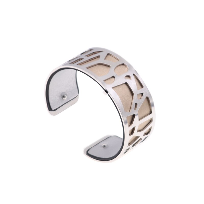 Sølvfarvet giraf manchet armbånd udskifteligt hul cuir læder armbånd bijoux armbånd argent til kvinder: Wz0213