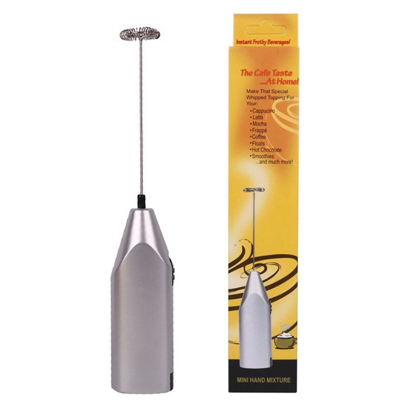 Milk Foamer Coffee Whisk Mixer Electric Blender Egg Beater Mini Frother Handle Stirrer Cappuccino Maker Cooking Tool (1 Pack): Silver