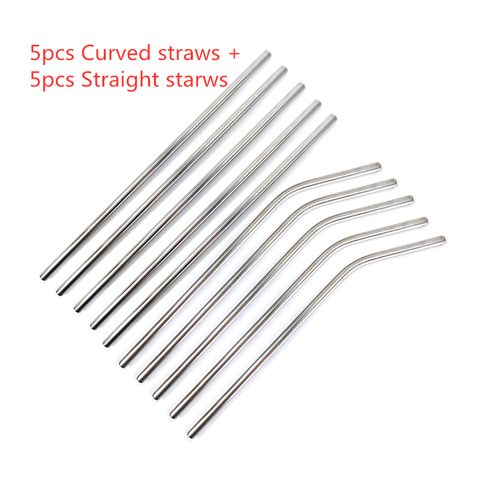 6 millimetri di Larghezza di Paglia Riutilizzabile in Metallo impostato Paglia Bolla Cannucce Tè 304 in Acciaio Inox Cannucce di trasporto libero: 5dritto 5Curved