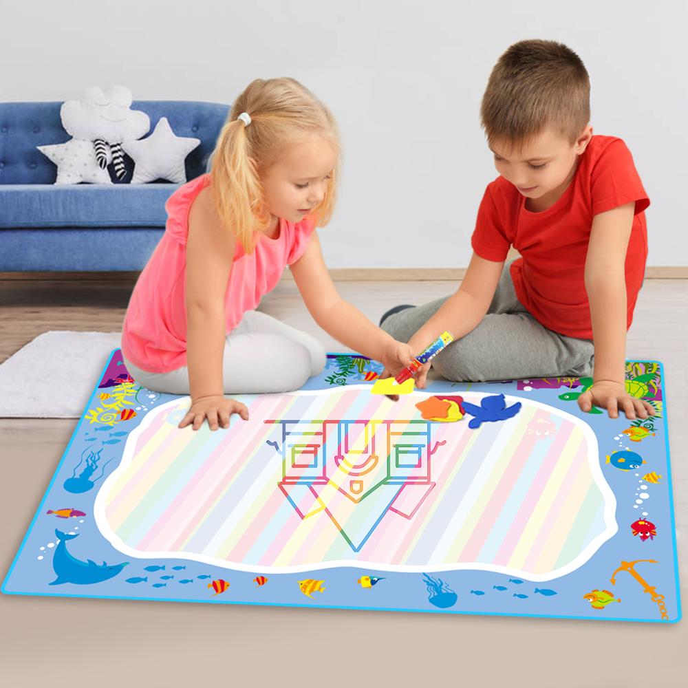 74X49CM Water Tekening Mat Tapijt met Magic Pen Doodle Board Tapijt Schilderen Educatief Speelgoed voor Kids