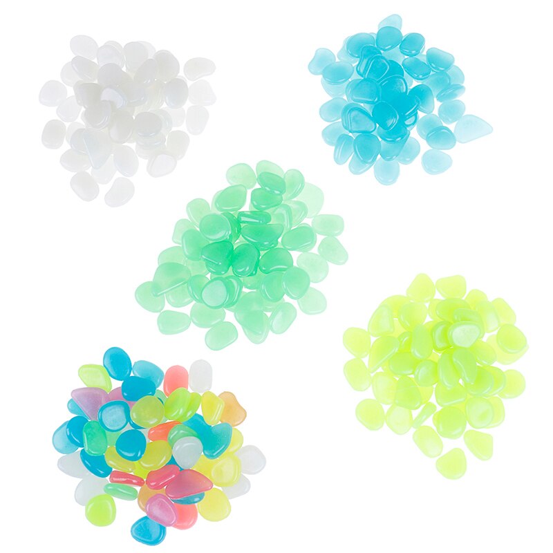 50Pcs Glow In The Dark Stenen Gloeiende Stenen Fluorescerende Heldere Pebbles Lichtgevende Stenen Voor Aquarium Tuin Decoratie