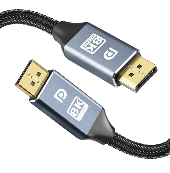 chenyang DisplayPort 1.4 kabel DisplayPort 90 graden naar boven gebogen, 8 K @60Hz 4K @240Hz 32,4 Gbps High Speed vergulde ultrafijne kabel 1,0 m