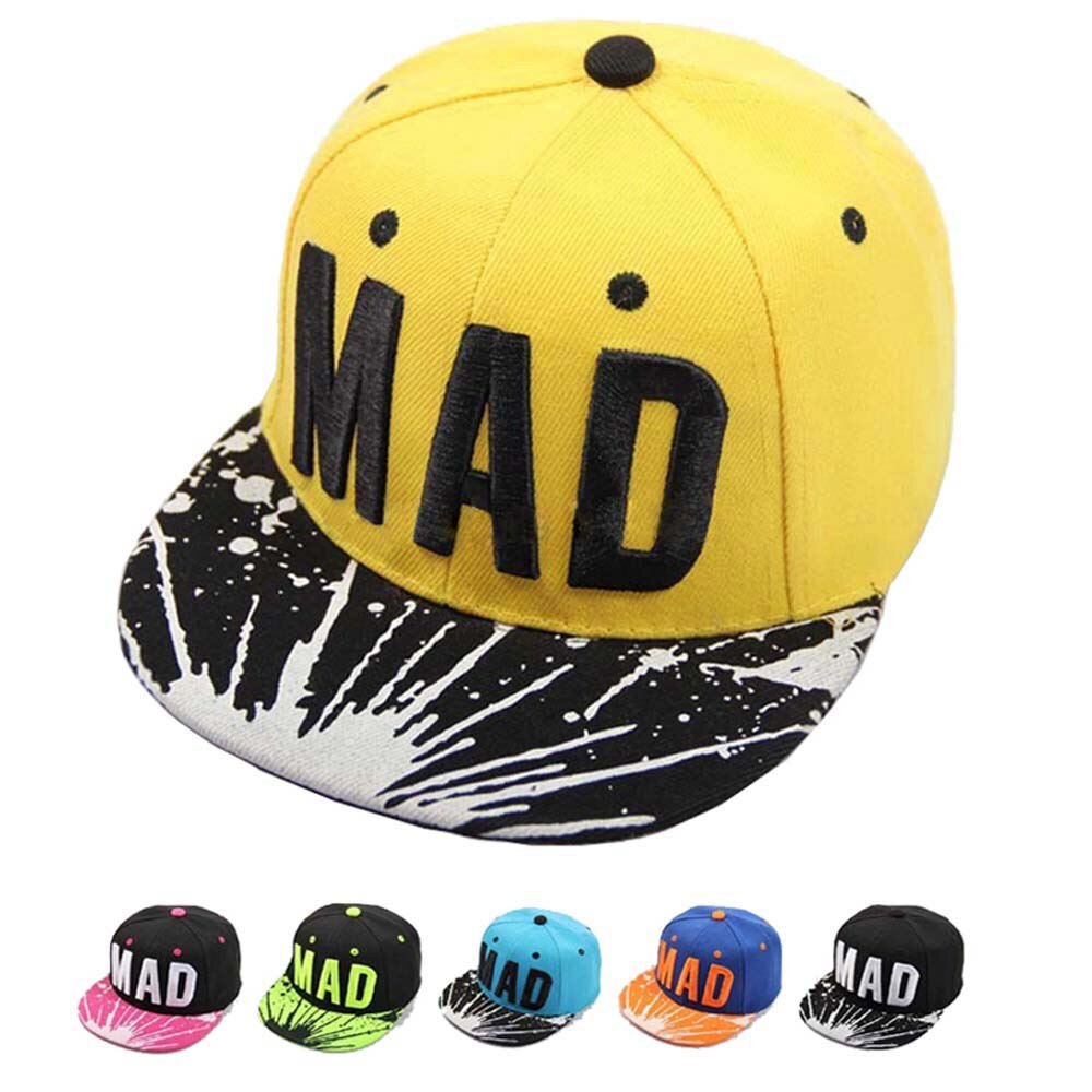 Trend Hat Snapback Cap Kid ragazzi ragazze lettere berretti da Baseball berretto Hip-Hop piatto cappello da sole per bambin: Yellow 