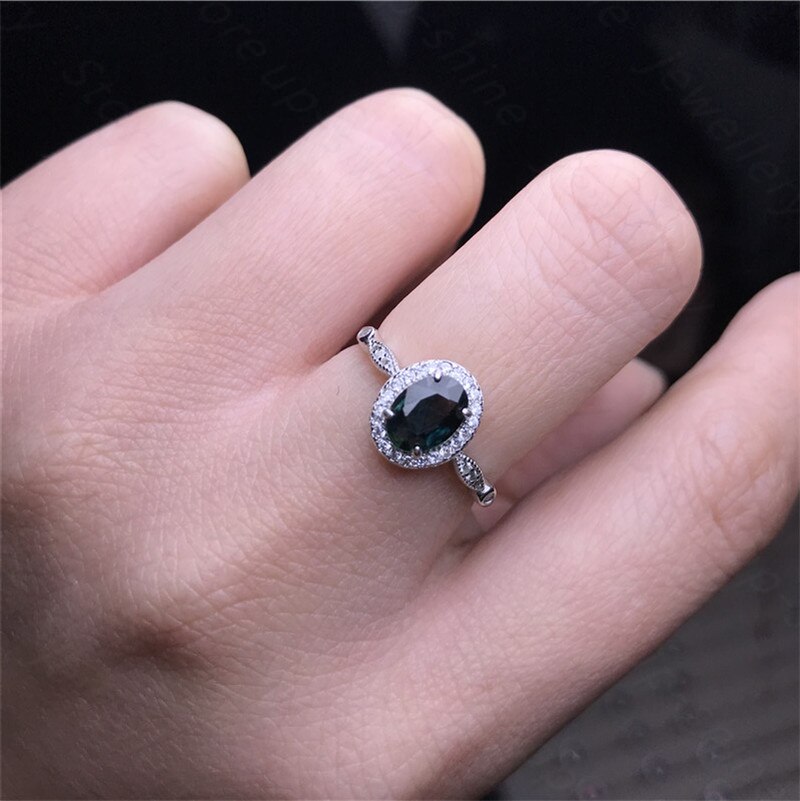 Natural sapphire ring 925 silver lady simple simple birthday Wedding