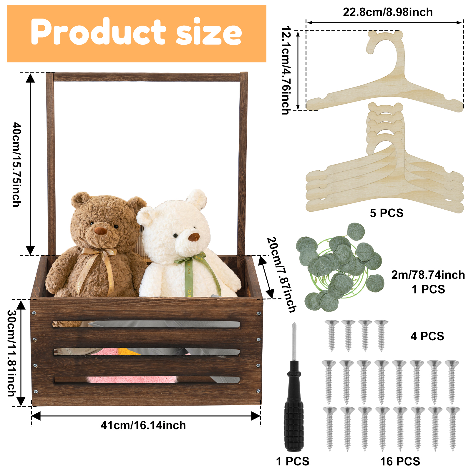Holz Baby Dusche Lagerung Korb Baby Spielzeug Lagerung Kiste mit Griff Dekor Mehrzweck Korb für Jungen Mädchen Neue Eltern: Schwarz