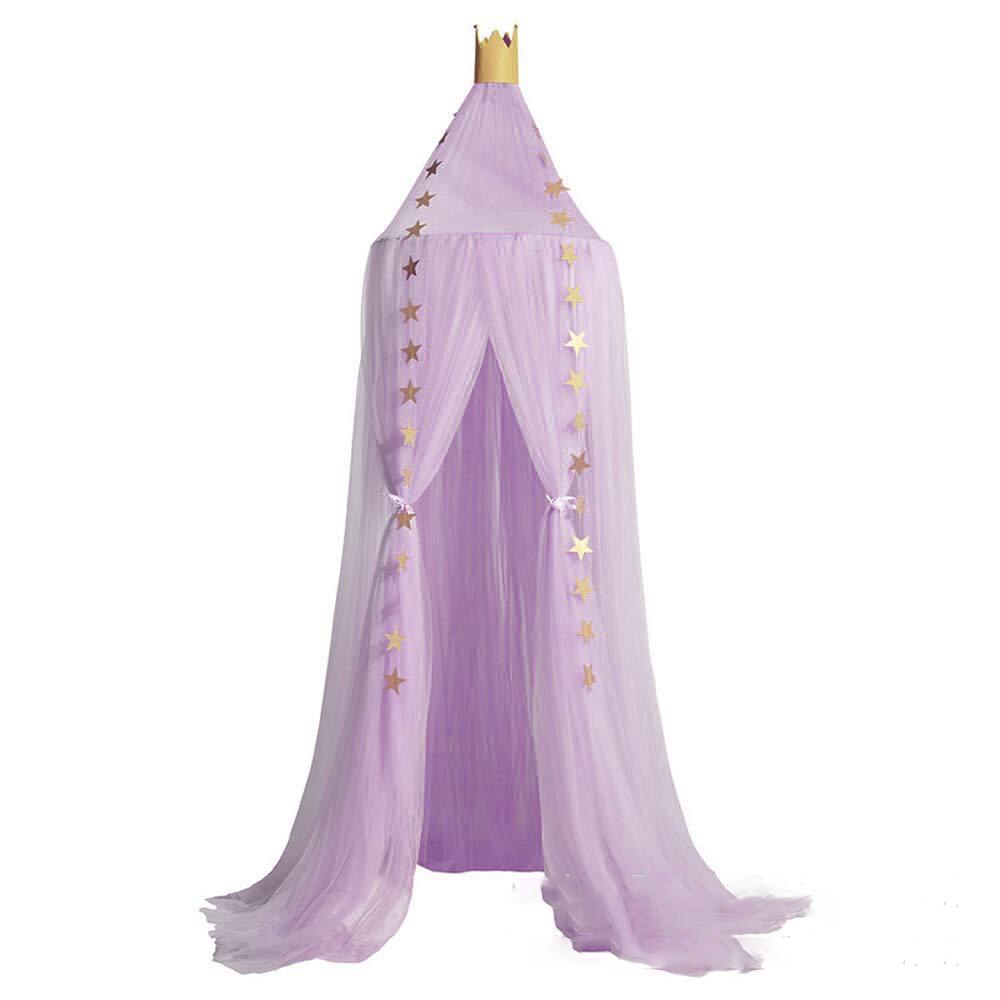Dosel de corona para cama de bebé, cubierta de malla para decoración de dormitorio de bebé, chico: Morado