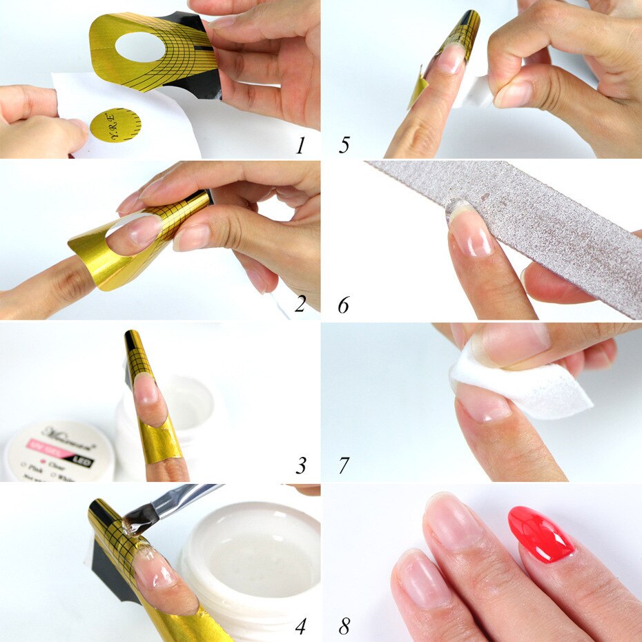 Formularer til forlængelse af negle gel extensions negleforme krøllemærke kunst polygel tips manicure stencil negle tilbehør og værktøjer