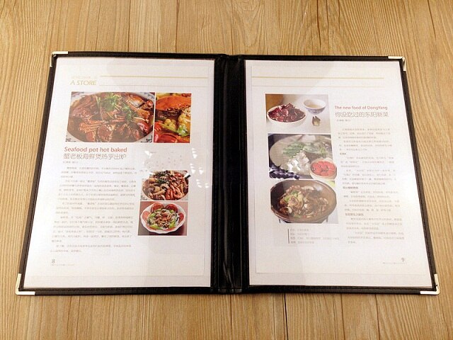 Couverture de menu transparente en plastique de pvc faite main d'usine, dossier de menu d'hôtel de restaurant, 1 2 feuilles repose-menu: 2 sheets