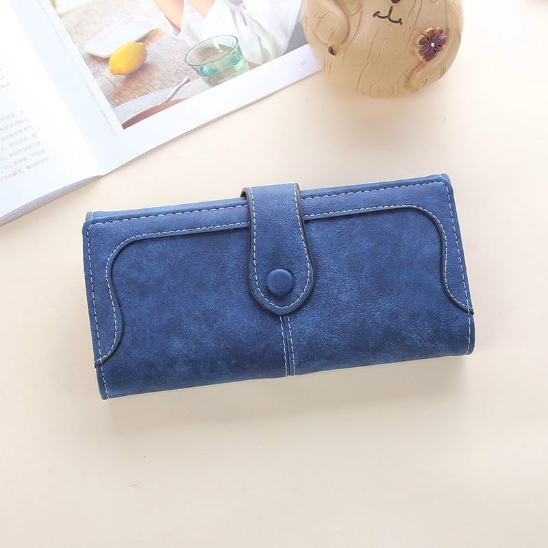 Many Departments Faux Suede Long Wallet Women Matte Leather Lady Purse Female Wallets Card Holder Clutch Carteras: Blue