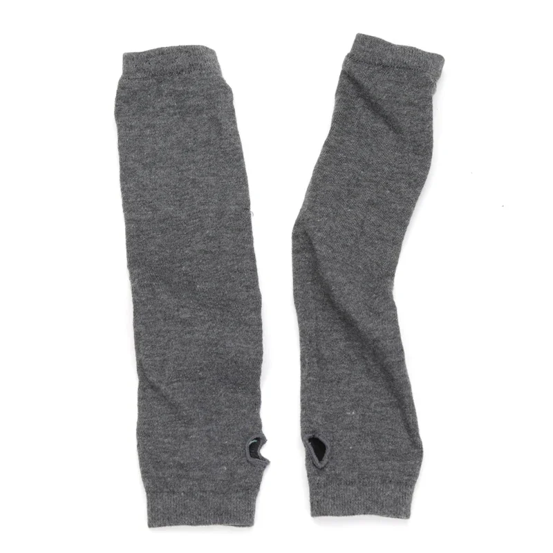 Vrouwen Winter Warme Lange Mouwen Handschoenen Vingerloze Streep Hiphop Gebreide Elleboog Wanten Elastische Outdoor Warmer Arm Halloween: GRIJS