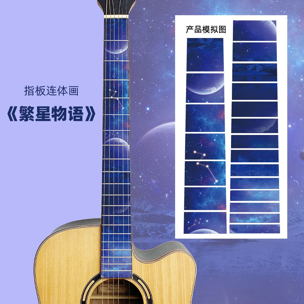 Gitaar fretboard stickers inlay glitter sticker gitaarhals kop guitarra bas ukelele dunne sticker guitarra accessoires: Stijl 1