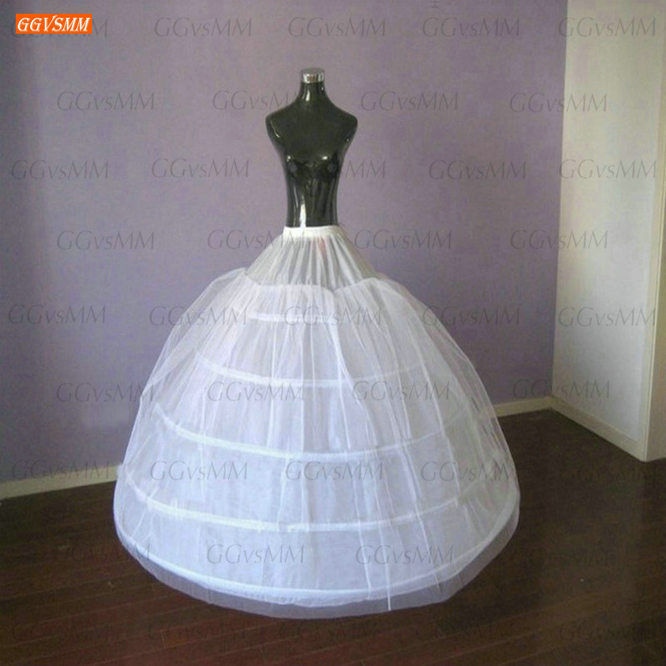 Jupons blancs, 5 cerceaux, robe princesse longue, en Tulle, accessoires de mariage, sous-jupe pour femmes, jupon de mariée