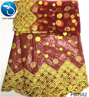 Tela bazin de algodón LIULANZHI africano tissu riche getzner brode getzner riche tela con cuentas con encaje de tul de 2 yardas PB05: PB0502