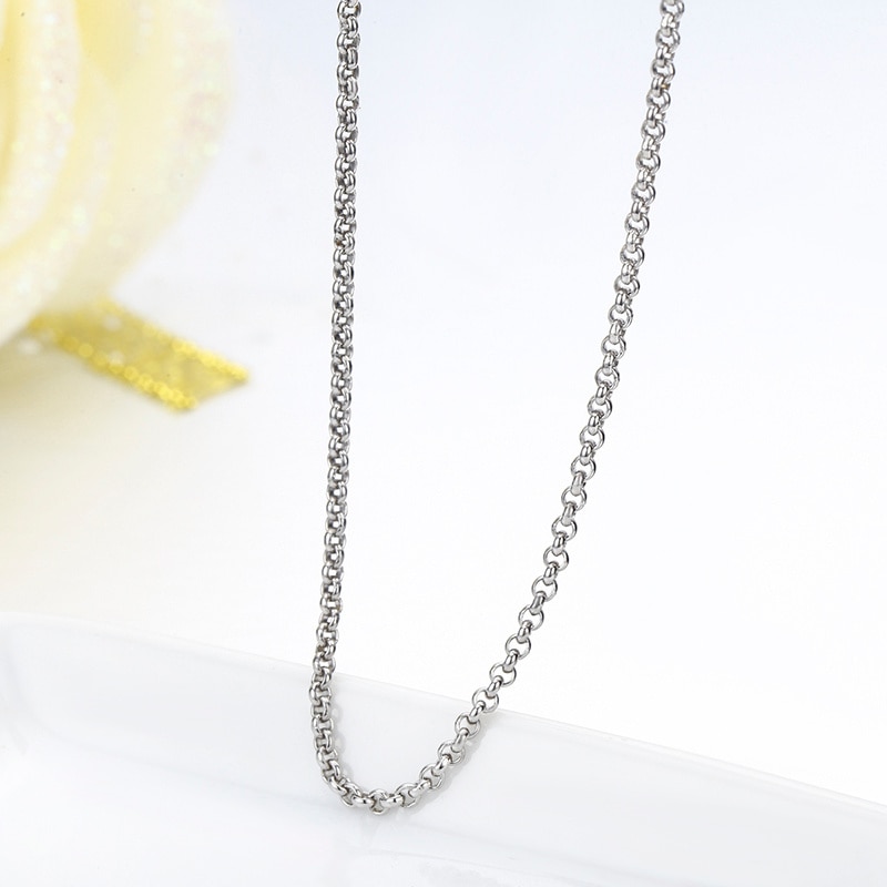 Colliers en argent Sterling 925 pour femmes et filles, chaîne à maillons, 45cm, 18 pouces, bijoux italiens