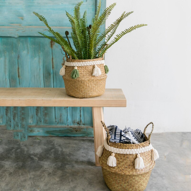 Panier Osier Wicker Basket Garden Flower Pot Study Room Storage Rattan Basket Home Organizer Basket