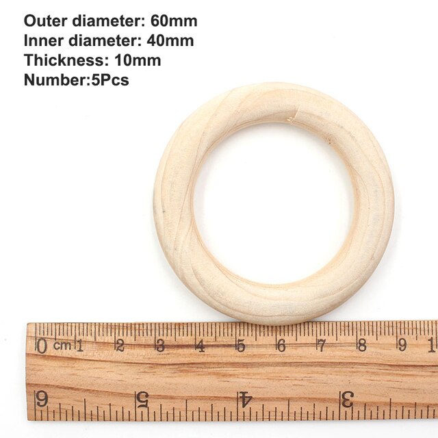 15-100mm Unfinished Wooden Rings for Crafts Natural Wood Rings DIY Wood Hoops Ornaments Connectors Jewelry Making Ring Pendant: 60mm 5pcs