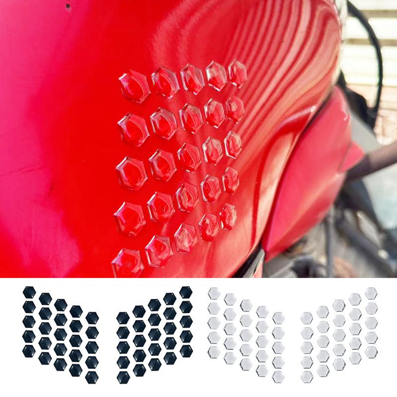 2 Blatt kratzfeste Motorradaufkleber, Motorrad-Schutzpolster, 3D-sechseckige, wasserdichte Gummisaufkleber, Lackschutz