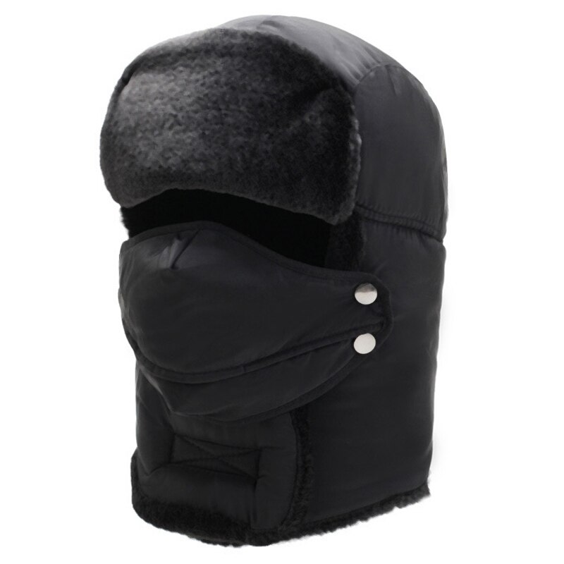 Ski Cap Catcher Hat Eskimo Hat Winter Cap Black Snow Cap Thermal Winter Face Cap Men Outdoor Cycling Windproof Warm Hat: Default Title