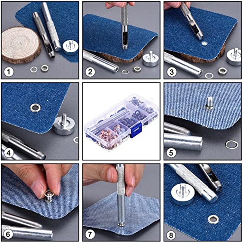 1/4 Inch Buttonhole Kit 200 Sets of 6mm Sewing Buttonholes 4 Colors of Metal Buttonhole Tools Including Tools and Storage Box