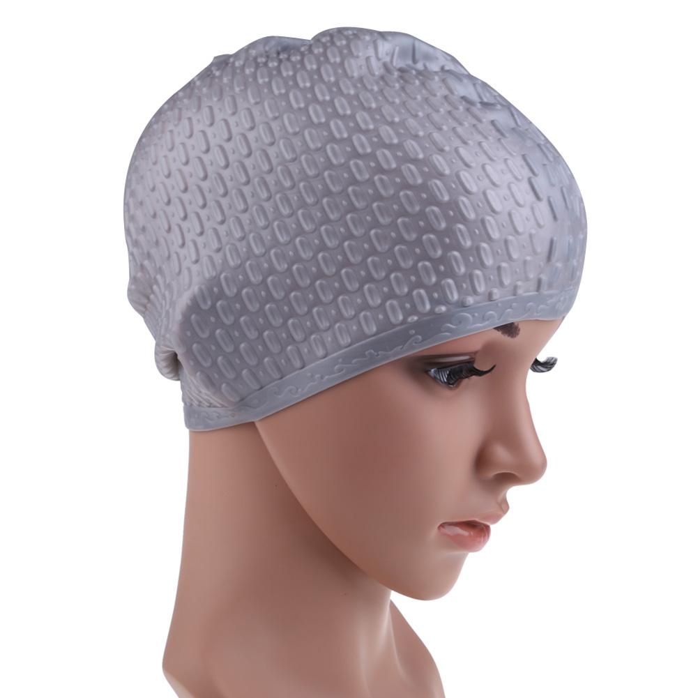 Gorro de natación de pelo largo clásico para mujer, gorra de natación Flexible, gorro de baño largo, gorra de protección para oídos