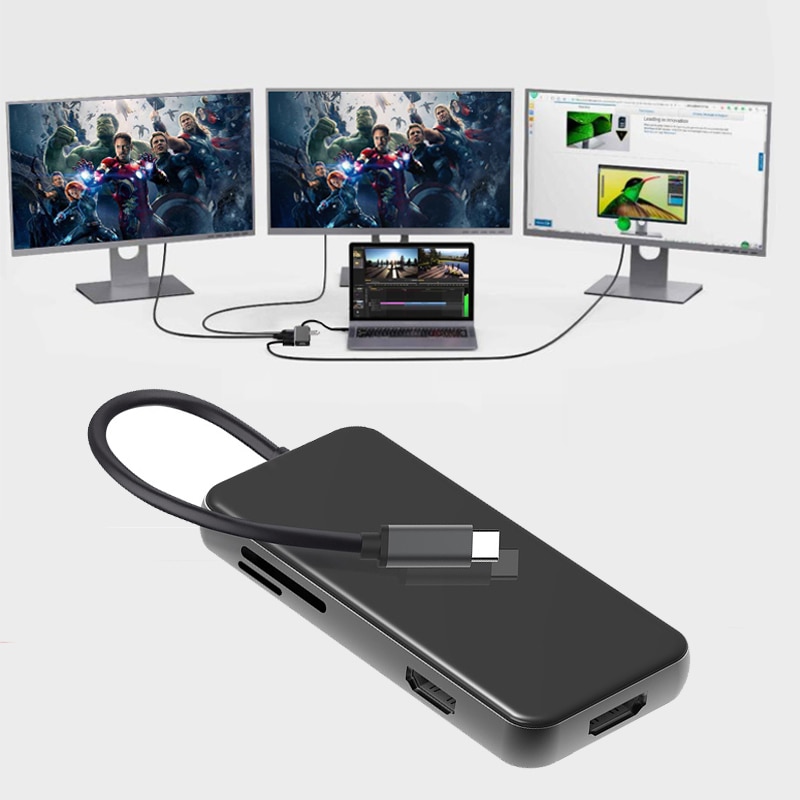 Docking Station di tipo C MST Display a doppio schermo 4K 2x HDMI compatibile VGA USB 3.0 HUB PD Adapter per Macbook Laptop Phone Huawei