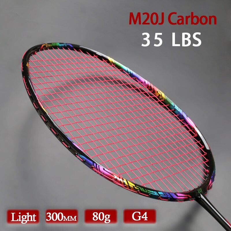 Super Light Carbon Strung Fiber Badminton Racket Tension 28-35LBS 4U 80g G4 Rackets With Bags Sport For Abult
