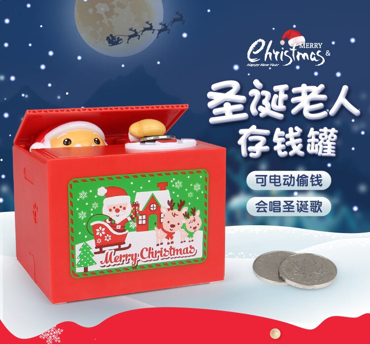 Muziek Elektronische Spaarpot Kerstman Automatische Stola Coin Money Saving Banken Spaarpot Kerstcadeau
