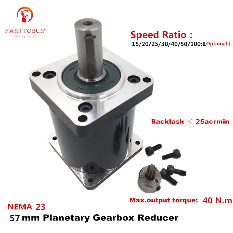 Réducteur planétaire de haute précision, rapport 15/20/25/30/40/50/100:1, 25 acrmin pour moteur Servo/pas à pas NEMA23 57mm 57XG