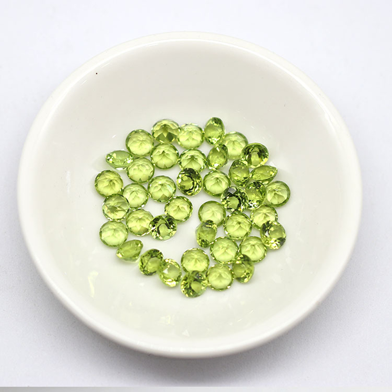 Fabriks naturlig cirkulär olivinperidot ädelsten lösa ädelstenar gör-det-själv-material för smycken