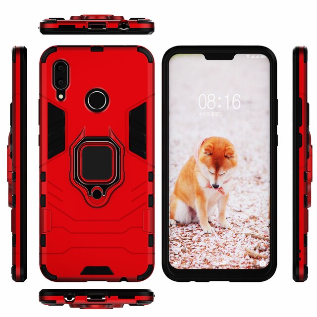 Stoßfest Rügestochen fallen Für Huawei Nova 3 fallen Ring-Halfter-Stand Telefon Abdeckung Für Huawei Nova 3i Nova3i INE-LX2 INE-LX9 nova3 3 ich: Pro Huawei NOVA 3 / rot