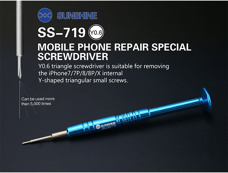 Sunshine S-719 Schroevendraaier Voor Telefoon Reparatie Y0.6/+ 1.2 /+ 1.5/0.8/T2 Speciale Schroevendraaier Hoge hardheid Legering Staal Materiaal: Rood