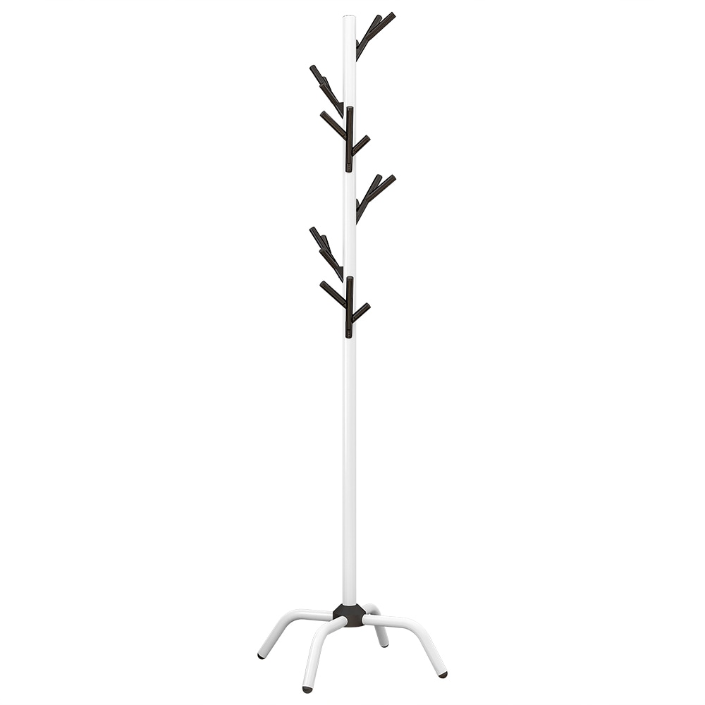 Coat Rack Clothes Tree Hat Hanger Free Standing Simple Hat and Coat Stand with 6 Hooks 4 Feet Base for Bedroom Office