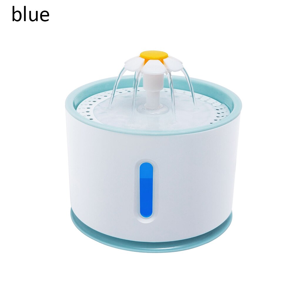 Bebedero eléctrico USB perro gato Mute con luz LED para mascotas dispensador de fuente automática para mascotas gato fuente de agua cuenco: Azul